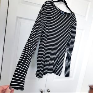 Jones New York Striped Top w/Gold Zipper Detail